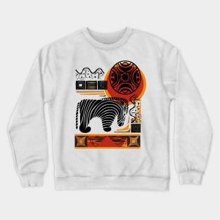 African motifs with zebra Crewneck Sweatshirt